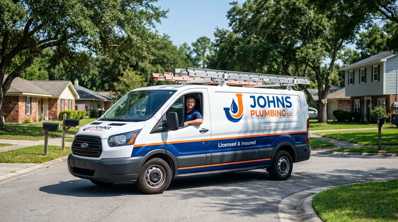 Johns Plumbing LLC service van in Rehoboth, MA
