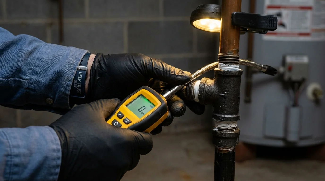 Gas leak detection with electronic sniffer by Johns Plumbing LLC in Rehoboth