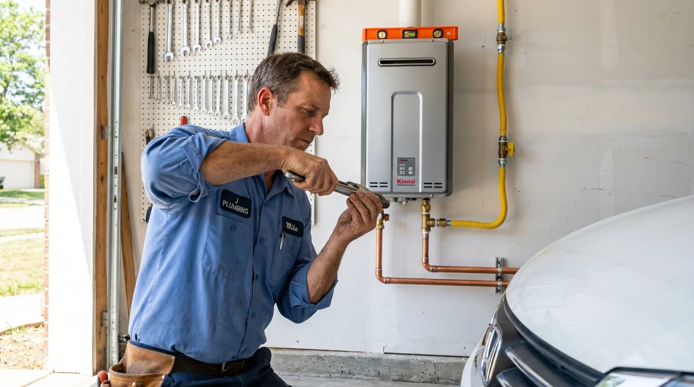 Tankless water heater installation by a Johns Plumbing LLC plumber in Rehoboth